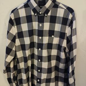 Todd Snyder Navy and White Plaid Shirt - Size L